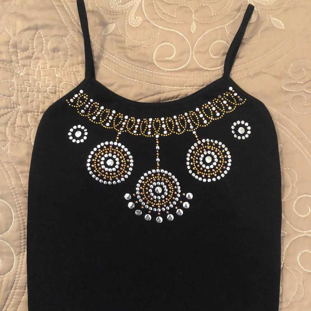 Sens Women's Black Tank with metallic beading